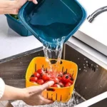 Generic Double Layer Drain Basket Multi-Functional Square (Color: Assorted)