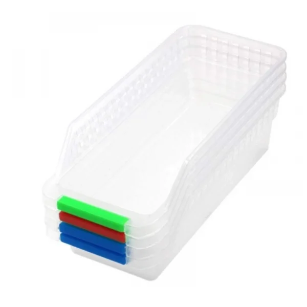 Generic Pack Of 4_Plastic Fridge Space Saver Food Storage Organizer Basket Rack (Color: Assorted)