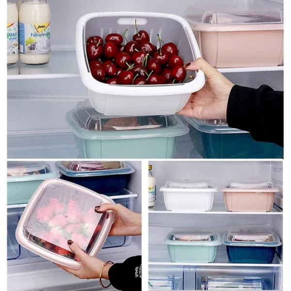 Generic Double Layer Drain Basket Multi-Functional Square (Color: Assorted)
