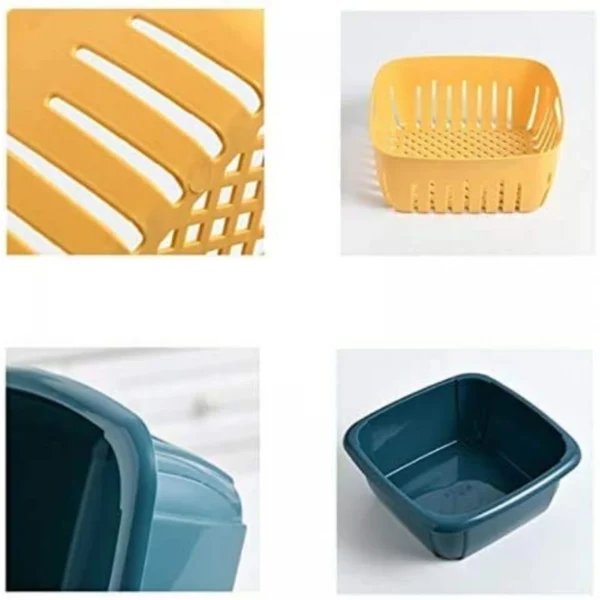 Generic Double Layer Drain Basket Multi-Functional Square (Color: Assorted)