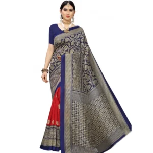 Women's Kalamkari Art Silk Printed Saree With Blouse (Red, 5-6 Mtrs)