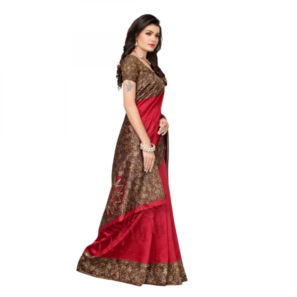 Women's Mysore Silk Printed Saree With Blouse (Red, 5-6 Mtrs)