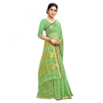 Women's Kota Doria Cotton Checked Saree With Blouse (Green, 5-6 Mtrs)