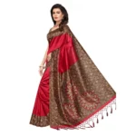 Women's Mysore Silk Printed Saree With Blouse (Red, 5-6 Mtrs)