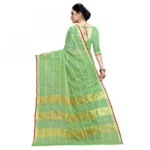 Women's Kota Doria Cotton Checked Saree With Blouse (Green, 5-6 Mtrs)