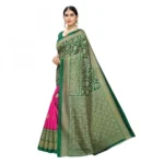 Women's Kalamkari Art Silk Printed Saree With Blouse (Pink, 5-6 Mtrs)
