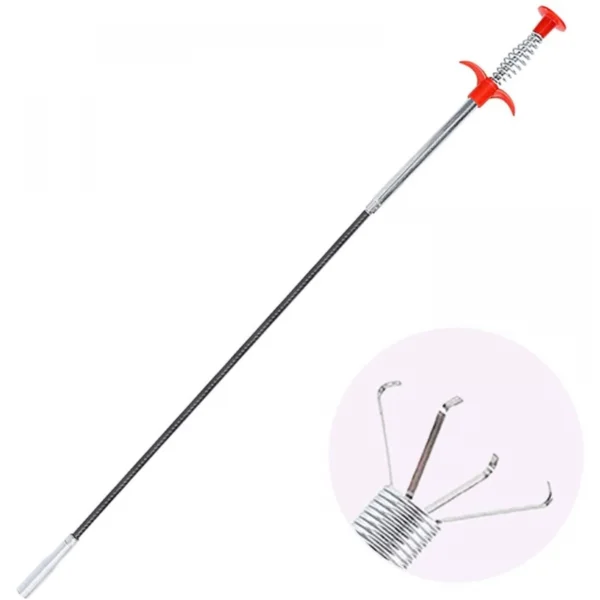 Pack Of_2 Metal Wire Brush Hand Kitchen Sink Cleaning Hook Sewer Dredging Device Spring Pipe Hair Dredging Tool (Color: Assorted)