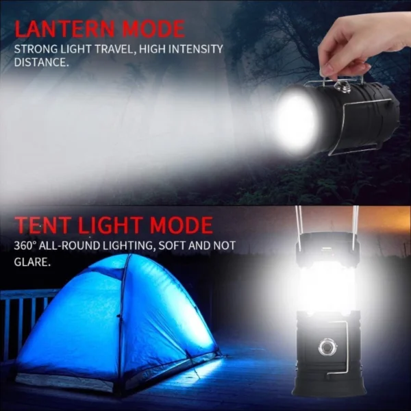 Rechargeable Solar and Charging LED Lantern Torch Light (Color:Assorte)