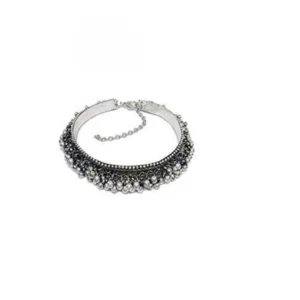 Stylish Silver Ghungroo Adjustable Antique Oxidised Bracelet (Color: Silver)