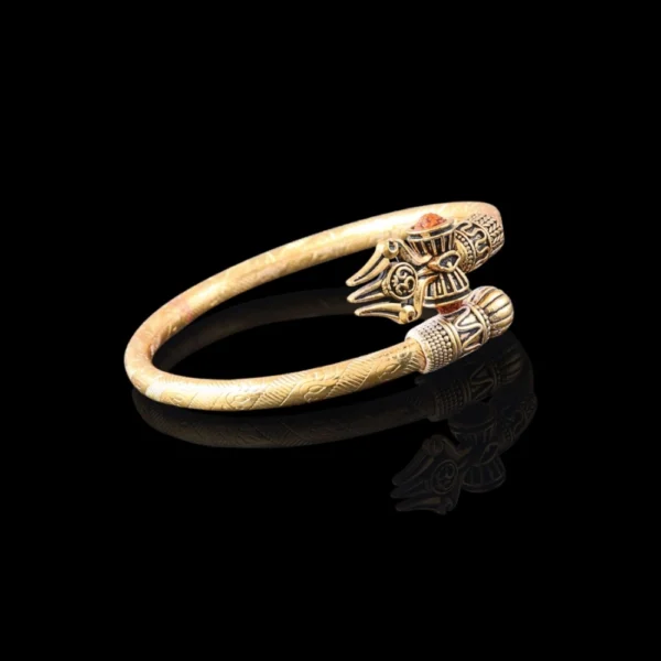 Om Trishul Damroo Designer Gold Plated Kada Bracelet (Color: Gold)