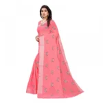 Women's Linen Blend Digital Print Saree With Blouse (Peach, 5-6 Mtrs)