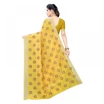 Women's Linen Blend Digital Print Saree With Blouse (Yellow, 5-6 Mtrs)