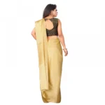 Women's Satin Plain Saree With Blouse (Gold, 5-6 Mtrs)