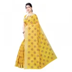 Women's Linen Blend Digital Print Saree With Blouse (Yellow, 5-6 Mtrs)