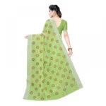 Women's Linen Blend Digital Print Saree With Blouse (Green, 5-6 Mtrs)