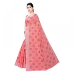 Women's Linen Blend Digital Print Saree With Blouse (Peach, 5-6 Mtrs)