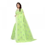 Women's Linen Blend Digital Print Saree With Blouse (Pista, 5-6 Mtrs)