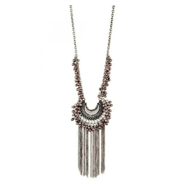 Women's Designer High Quality Oxidized Silver Afgani Necklace Set (Color: Silver)