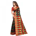 Women's Jacquard Saree With Blouse (Black, 5-6 Mtrs)