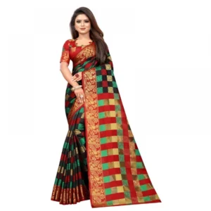 Women's Jacquard Saree With Blouse (Black, 5-6 Mtrs)