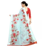 Women's Cotton Silk Saree With Blouse (Sky Blue, 5-6 Mtrs)
