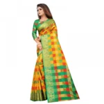 Women's Jacquard Saree With Blouse (Yellow, 5-6 Mtrs)