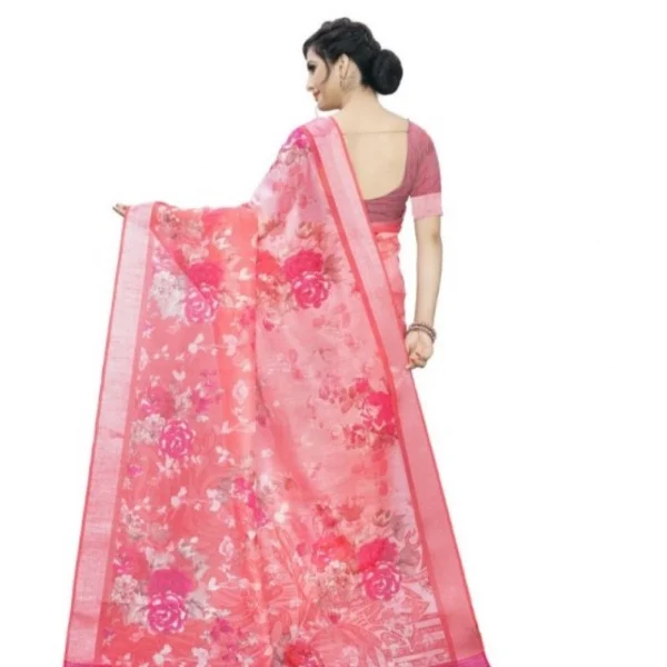 Women's Cotton Silk Saree With Blouse (Pink, 5-6 Mtrs)