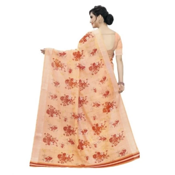 Women's Cotton Silk Saree With Blouse (Orange, 5-6 Mtrs)
