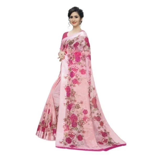 Women's Cotton Silk Saree With Blouse (Light Pink, 5-6 Mtrs)