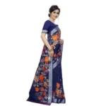Women's Cotton Silk Saree With Blouse (Dark Blue, 5-6 Mtrs)