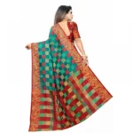 Women's Jacquard Saree With Blouse (Dark Green, 5-6 Mtrs)