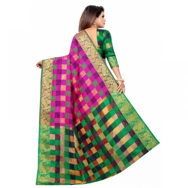 Women's Jacquard Saree With Blouse (Pink, 5-6 Mtrs)