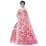 Women's Cotton Silk Saree With Blouse (Pink, 5-6 Mtrs)