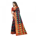 Women's Jacquard Saree With Blouse (Blue, 5-6 Mtrs)