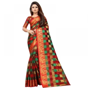 Women's Jacquard Saree With Blouse (Brown, 5-6 Mtrs)