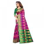 Women's Jacquard Saree With Blouse (Pink, 5-6 Mtrs)