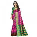 Women's Jacquard Saree With Blouse (Pink, 5-6 Mtrs)