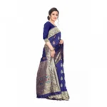 Women's Jacquard Saree With Blouse (Dark Blue, 5-6 Mtrs)