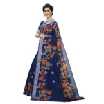 Women's Cotton Silk Saree With Blouse (Dark Blue, 5-6 Mtrs)
