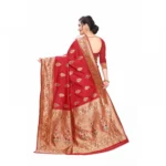 Women's Jacquard Saree With Blouse (Red, 5-6 Mtrs)