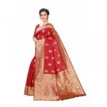 Women's Jacquard Saree With Blouse (Red, 5-6 Mtrs)