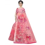 Women's Cotton Silk Saree With Blouse (Pink, 5-6 Mtrs)