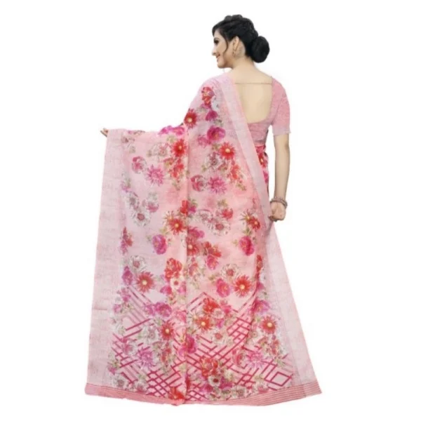 Women's Cotton Silk Saree With Blouse (Pink, 5-6 Mtrs)