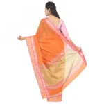 Women's Cotton Silk Saree With Blouse (Orange, 5-6 Mtrs)