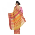 Women's Cotton Silk Saree With Blouse (Yellow, 5-6 Mtrs)