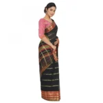 Women's Cotton Silk Saree With Blouse (Black, 5-6 Mtrs)