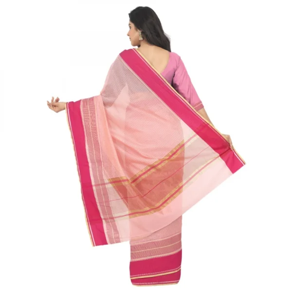 Women's Silk Cotton Saree With Blouse (Light Pink, 5-6 Mtrs)