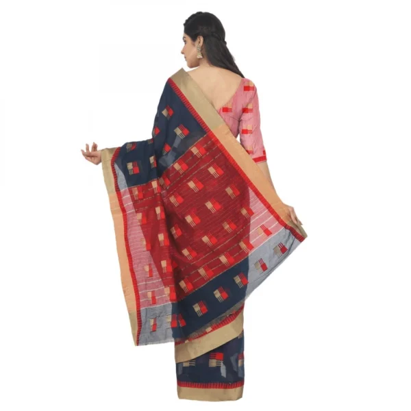 Women's Cotton Silk Saree With Blouse (Black, 5-6 Mtrs)