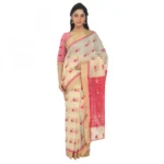 Women's Cotton Silk Saree With Blouse (Light Yellow, 5-6 Mtrs)