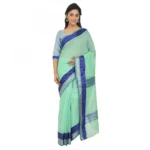 Women's Cotton Silk Saree With Blouse (Green, 5-6 Mtrs)